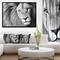 Designart - Lion Head in Grey - Animal Canvas Art Print in Black Frame